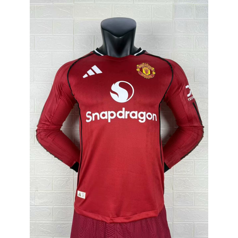 Maglia Casa Manchester United 2025/26 Versione Giocatore Manica Lunga