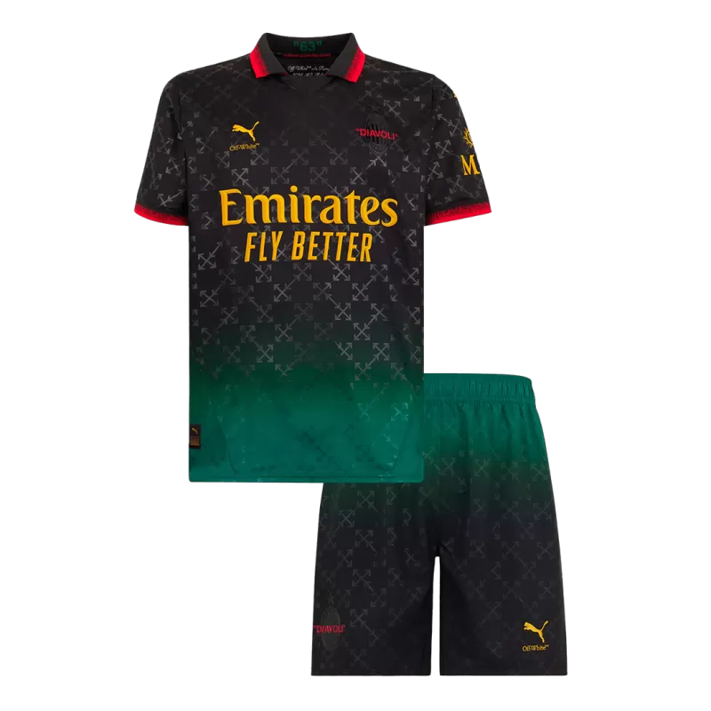 AC Milan completo calcio bambino 2024/2025 quarto kit trasferta - nero